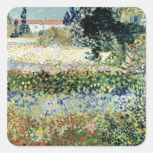 Garten Vincent van Goghs   in der Blüte, Arles, Quadratischer Aufkleber