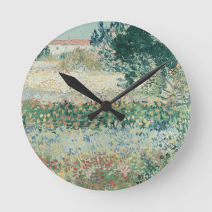 Garten Vincent van Goghs   in der Blüte, Arles, Runde Wanduhr
