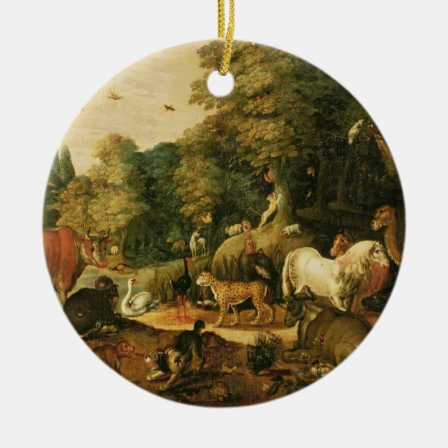 Garten von Eden (Öl auf Leinwand) Keramik Ornament (Vorne)
