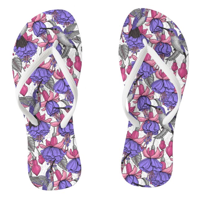 Garten von Hummingvogel, melrose und rosa Flip Flops (Fußbett)