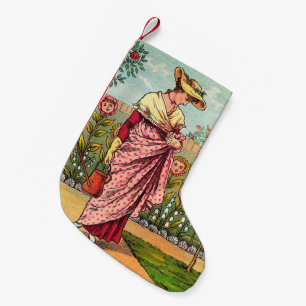 Garten Wachsende Blumen Frau Kunst Antiquität Kleiner Weihnachtsstrumpf