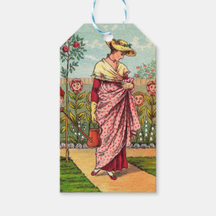 Garten wächst Blumen Frau Kunst Antiquität Geschenkanhänger
