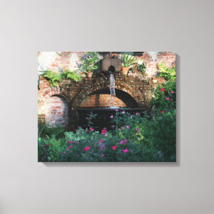 GARTEN-WAND-BRUNNEN-EINGEWICKELTE LEINWAND-WAND-KU LEINWANDDRUCK