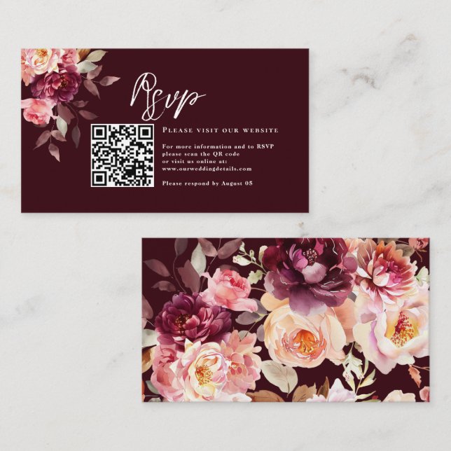 Gärten Wasserfarbe Blumenbeere Details QR Code Begleitkarte (Vorne/Hinten)