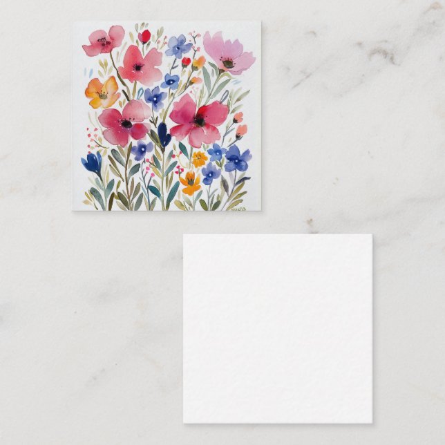 Garten Wasserfarben Blume Blüten Mitteilungskarte (Vorne/Hinten)