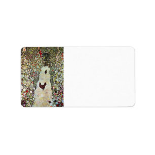 Garten-Weg mit Hühnern durch Gustav Klimt Adressaufkleber