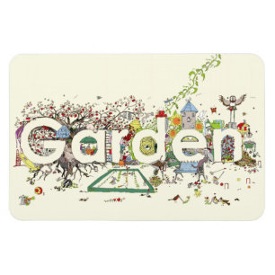 Garten Wort Kunst Süße Lustige Gartentypografie Magnet