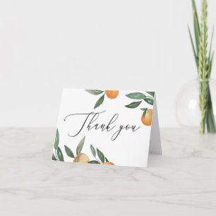 Garten-Zitrus-Hochzeit. Toskanischer Sommer Orange Dankeskarte