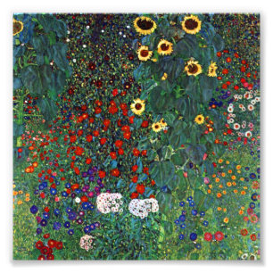 Gartenanlage Gustav Klimt mit Sonnenblumen Fotodruck