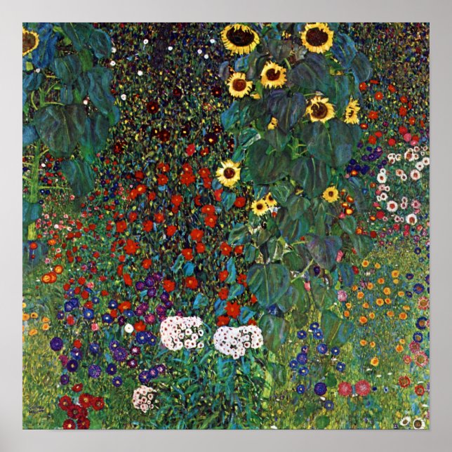 Gartenanlage Gustav Klimt mit Sonnenblumen Poster (Vorne)