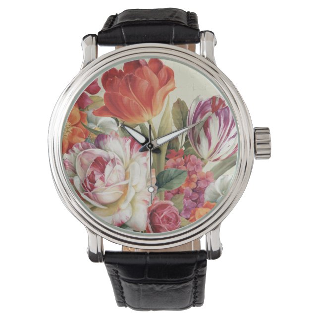 Gartenansicht Tossed Blume Armbanduhr (Vorderseite)