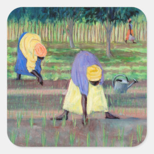 Gartenarbeit für Frauen 2005 Quadratischer Aufkleber
