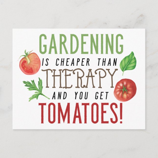 Gartenarbeit ist besser als Therapie-Typografie Postkarte (Vorderseite)