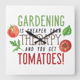 Gartenarbeit ist besser als Therapie-Typografie Quadratische Wanduhr