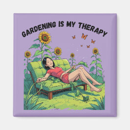 Gartenarbeit ist meine Therapie Magnet - Flieder