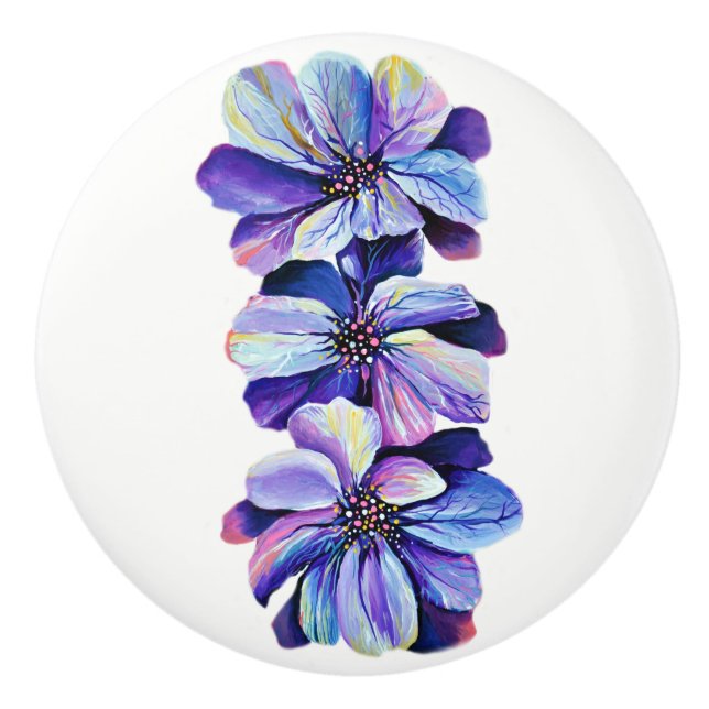 Gartenarbeit Lover Delphinium Blume Keramikknauf (Vorderseite)