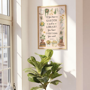 Gartenarbeit und Bibliothekszitat Sonnenblume und  Poster
