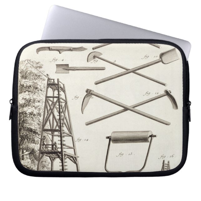 Gartenarbeitwerkzeuge und eine mobile laptopschutzhülle (Vorderseite)