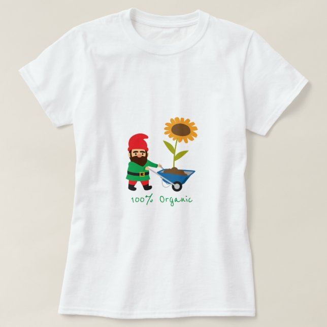 Gartenbau Bio Slogan mit Gartenzwerg T-Shirt (Design vorne)