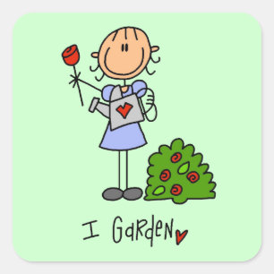 Gartenbau-Strichmännchen Quadratischer Aufkleber