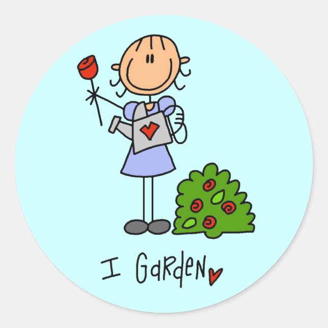 Gartenbau-Strichmännchen Runder Aufkleber (Vorderseite)