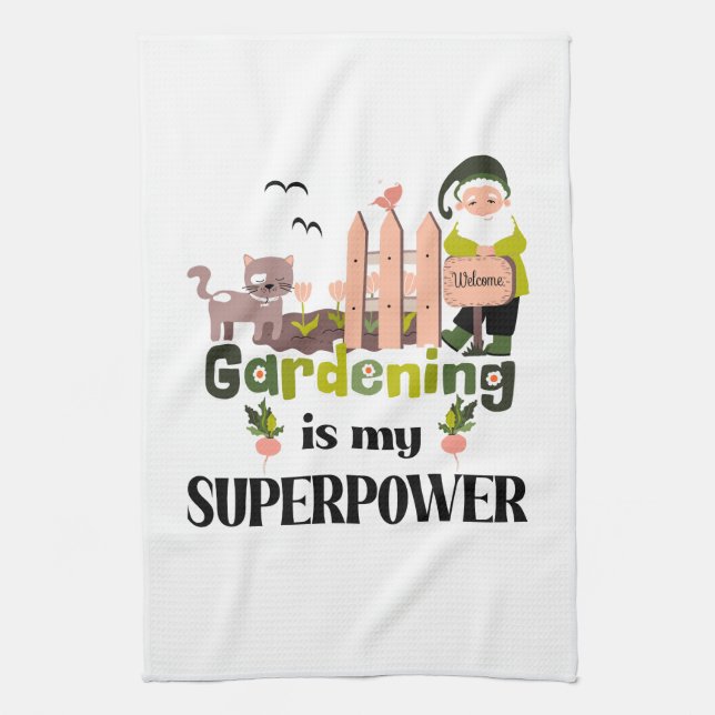 Gartenbau Supermacht, Niedlicher Gärtner Geschirrtuch (Vertikal)