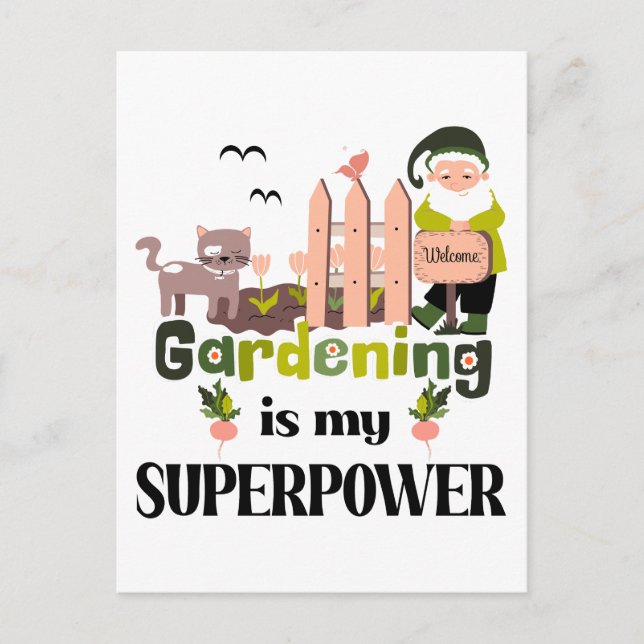 Gartenbau Supermacht, Niedlicher Gärtner Postkarte (Vorderseite)