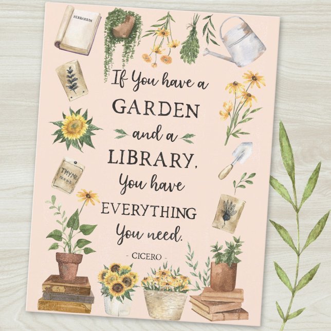 Gartenbau und Bibliothek Zitat Sonnenblumen und Kr Postkarte (Close up)