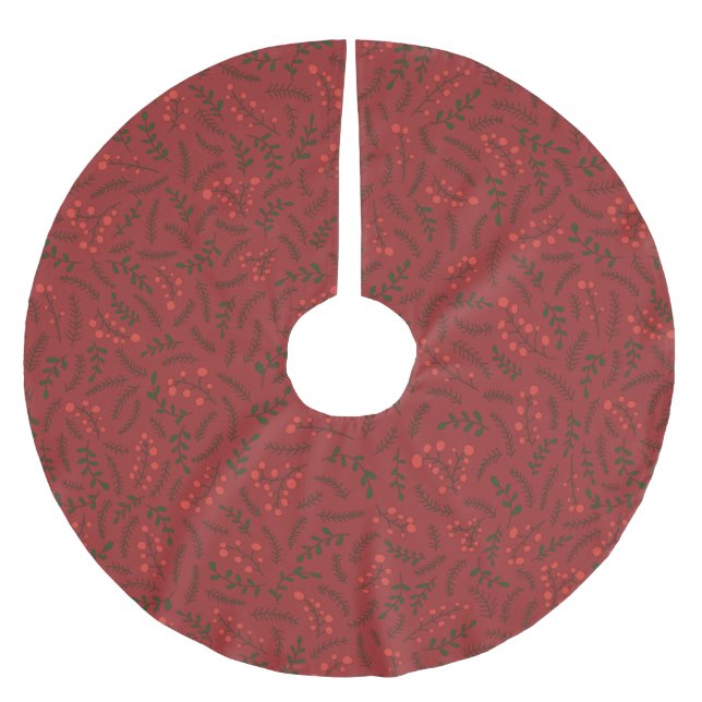 Gartenbauernhof Rot grüne, rustikale Laubbaumstruk Polyester Weihnachtsbaumdecke (Vorderseite)