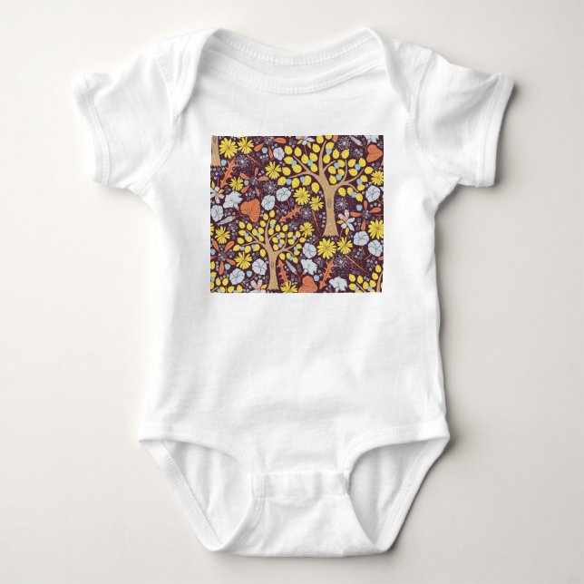 Gartenbäume, Blumen, Apfelmuster Baby Strampler (Vorderseite)