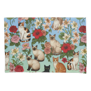 Gartenbegleiter – Florale Katzen in Blüte Kissenbezug