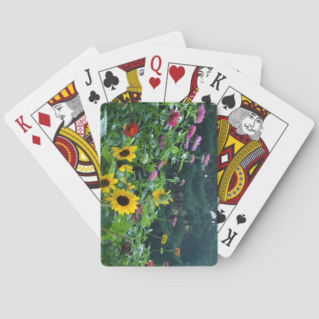Gartenblick, Gänseblumen, Kosmos, Sonnenblumen, Ma Spielkarten (Rückseite)