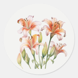 Gartenblume Lilien Florale Kunst Rosa Runder Aufkleber