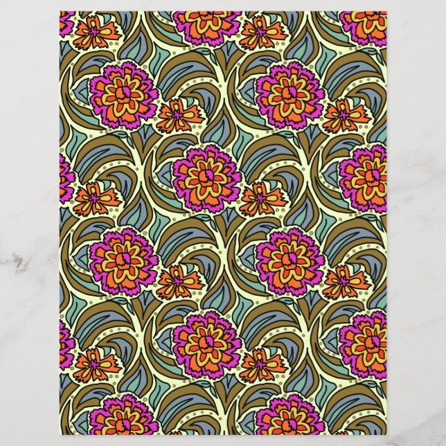 Gartenblumen Kunst Muster Scrapbook Papier (Vorderseite)