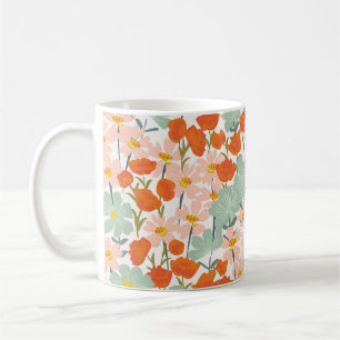 Gartenblumen: rosa, orange nahtlos kaffeetasse