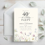 Gartenblumenkalligraphie 40. Geburtstag Einladung<br><div class="desc">Feiern Sie stilvoll mit einer Blumenkalligraphie aus dem 40. Jahrhundert, perfekt für einen Meilenstein-Event. Mit lebendigen Blumenmotiven und eleganter Kalligraphie Set diese Einladung einen skurrilen und dennoch raffinierten Ton für Ihre Feier. Das üppige Gartenthema verbindet natürliche Schönheit mit anmutiger Typografie und schafft einen zeitlosen und einladenden Look. Ideal für Ansammlungen...</div>
