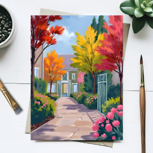 Gartenboulevard   Botanische Blumenaquarell Postkarte