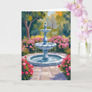 Gartenbrunnen-Blumenmalerei Karte