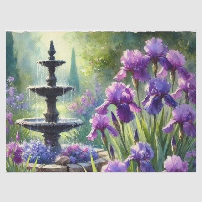 Gartenbrunnen mit Lila Irische Gewebpapier Seidenpapier (Vorderseite)