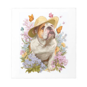 Gartenbulldogge – Floraler lustiger Hund Notizblock