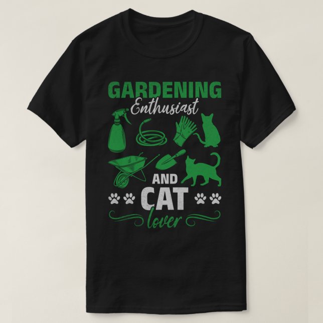 Gartenenthusiasten und Cat Lover Gardener T-Shirt (Design vorne)