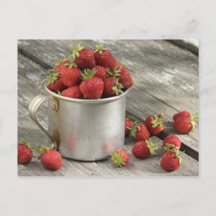 GartenErdbeeren in Tasse Postkarte