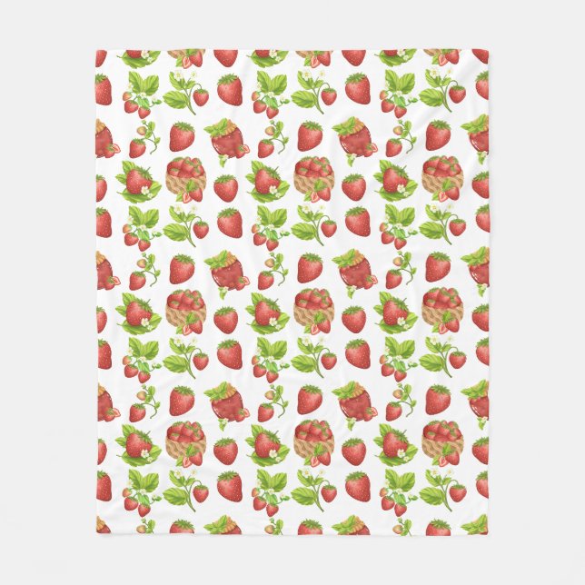 Gartenerdbeeren und Erdbeermarmelade  Fleecedecke (Vorderseite)