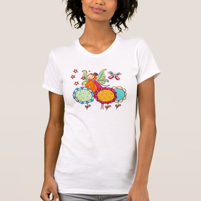 Gartenfee mit Blumen T-Shirt (Vorderseite)