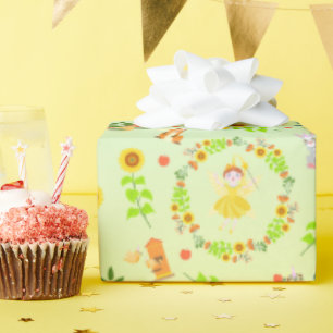 Gartenfee mit tierischen Freunden Geburtstagsfeier Geschenkpapier