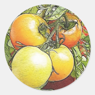 Gartenfrische Heirloom-Tomaten Runder Aufkleber