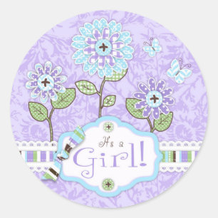 Gartengarnituren und Blume für Schmetterlinge Baby Runder Aufkleber