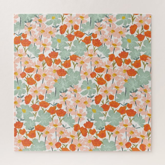 Gartengarten-Blume: rosa, orange nahtlos (Vertikal)