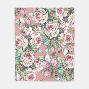 Gartengarten Blume Rose mit Tulpen im Wasser bemal Fleecedecke