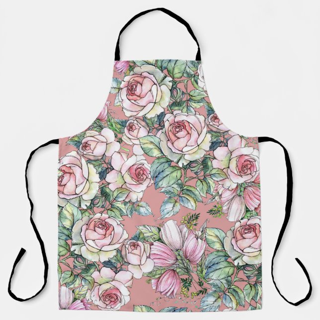 Gartengarten Blume Rose mit Tulpen im Wasser bemal Schürze (Vorderseite)